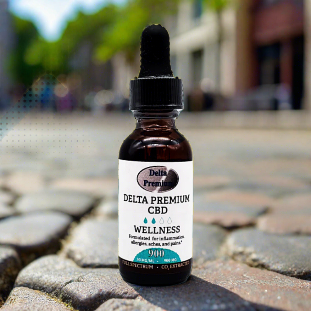 CBD Tincture Oil Full Spectrum 900mg Delta Premium Wellness CBD 30ml bottle