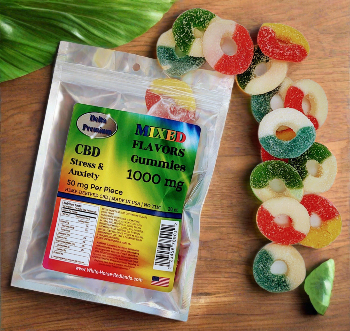 CBD mixed flavored gummy rings 50mg