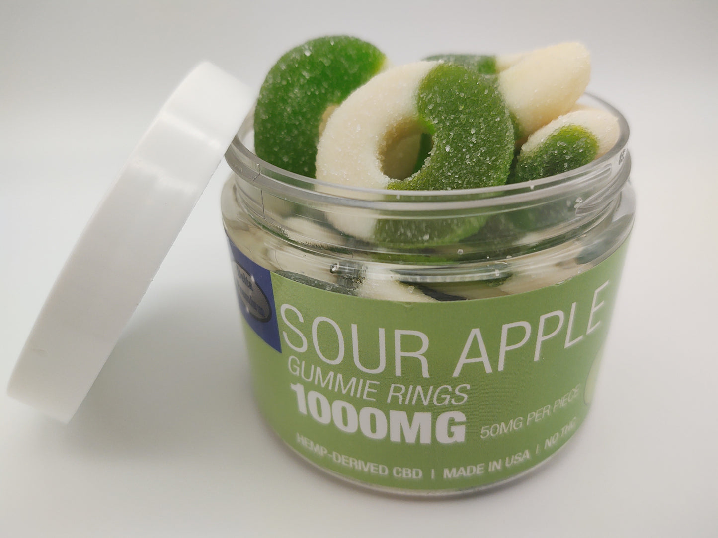 Sour Apple CBD Gummy Rings - 1000mg Delta Premium CBD, 20 Count
