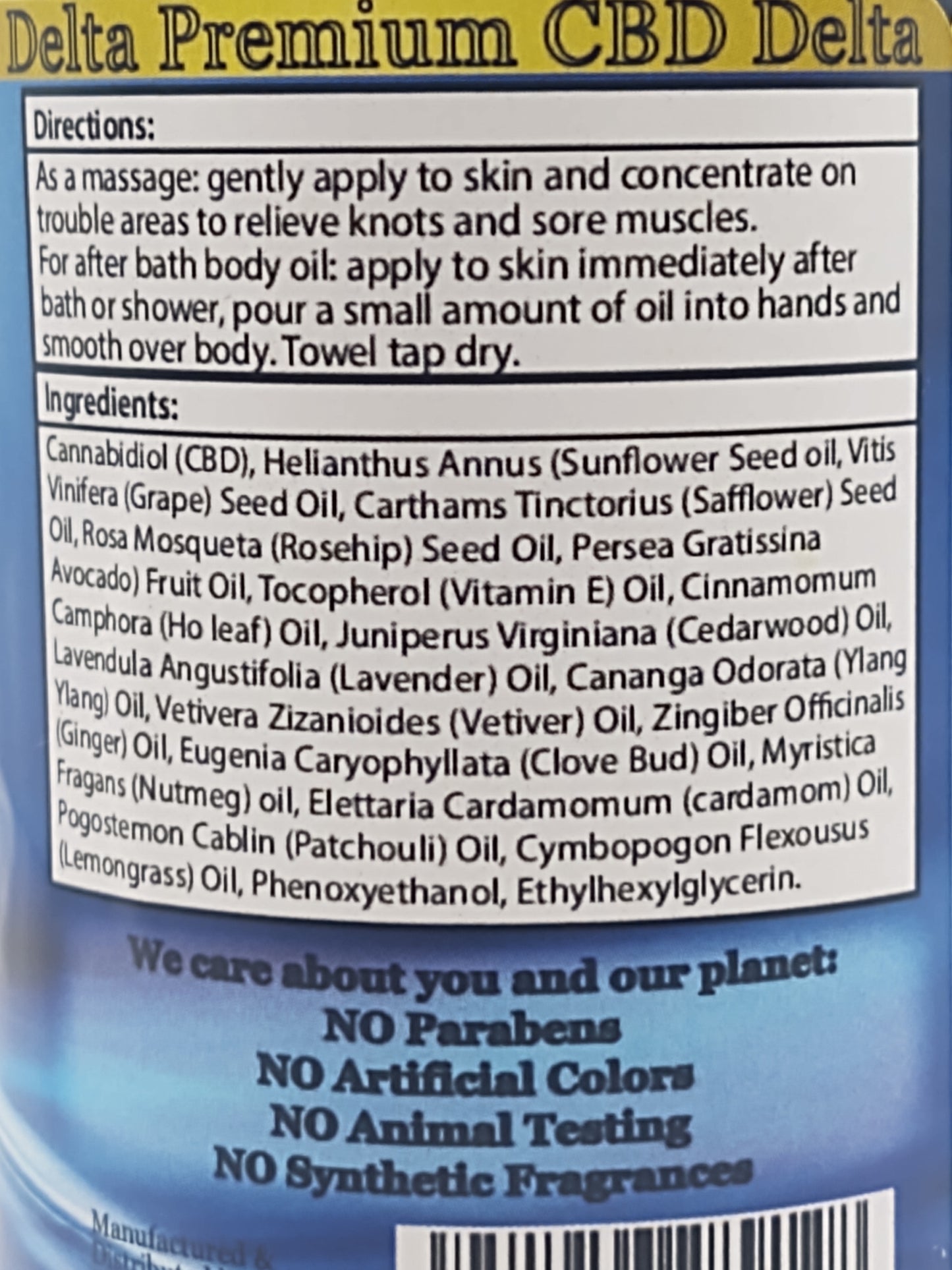 CBD Topical Therapeutic Massage Oil 300mg 120ml All Natural Delta Premium CBD