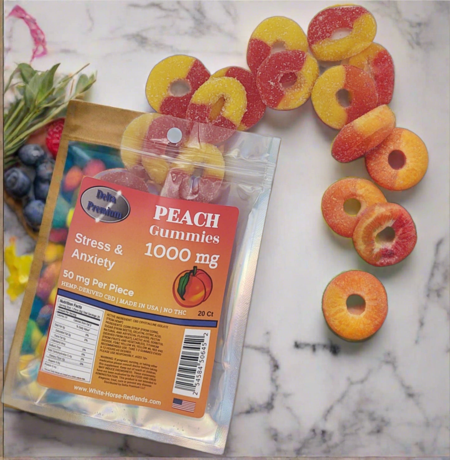 CBD Peach ring gummies 50mg