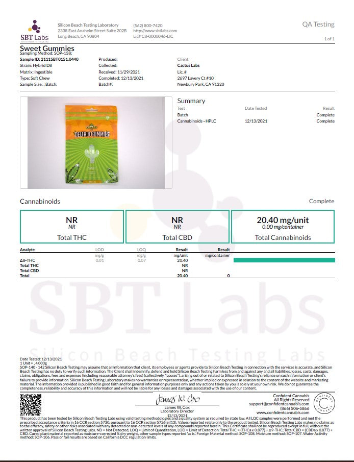 Delta 8 Gummies Cactus Labs Sweet & Sour - 500mg - 25 Ct