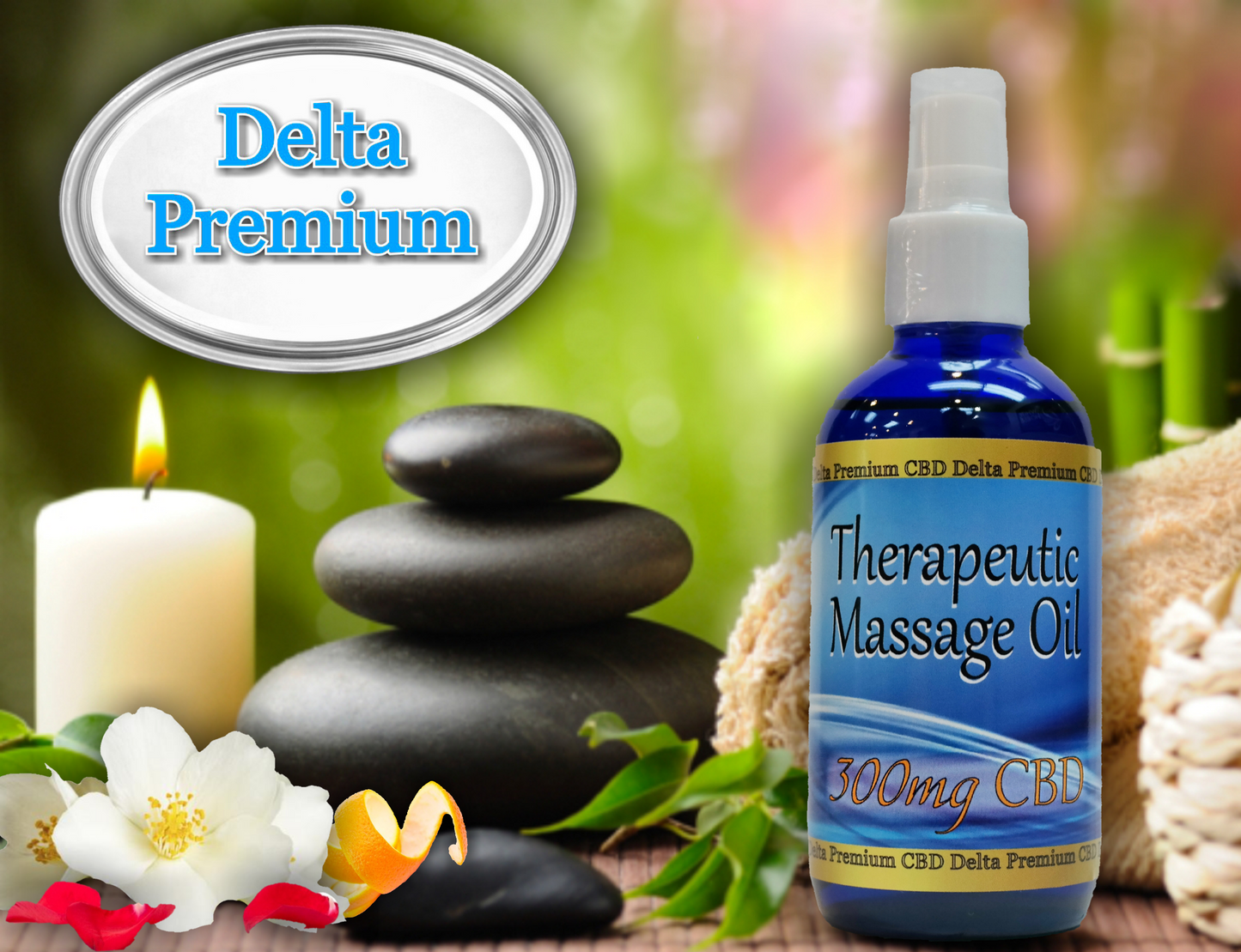 CBD Topical Therapeutic Massage Oil 300mg 120ml All Natural Delta Premium CBD