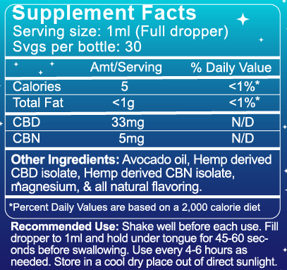 CBD & CBN oil Extra Strength Sleep Tincture oil with Magnesium - 25mg per Serving