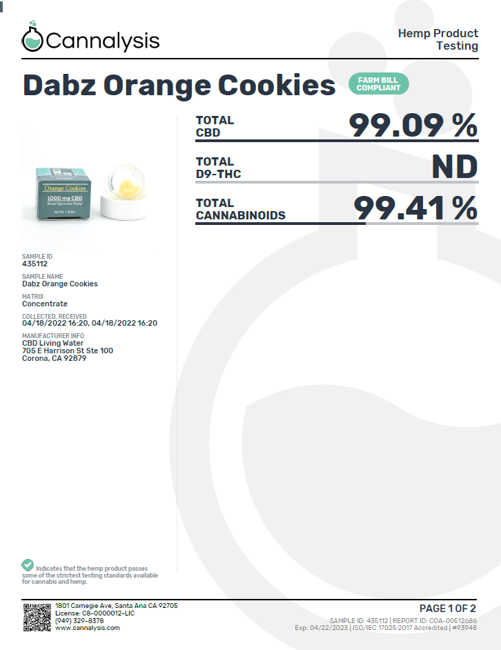 CBD LIVING DABZ | Orange Cookies