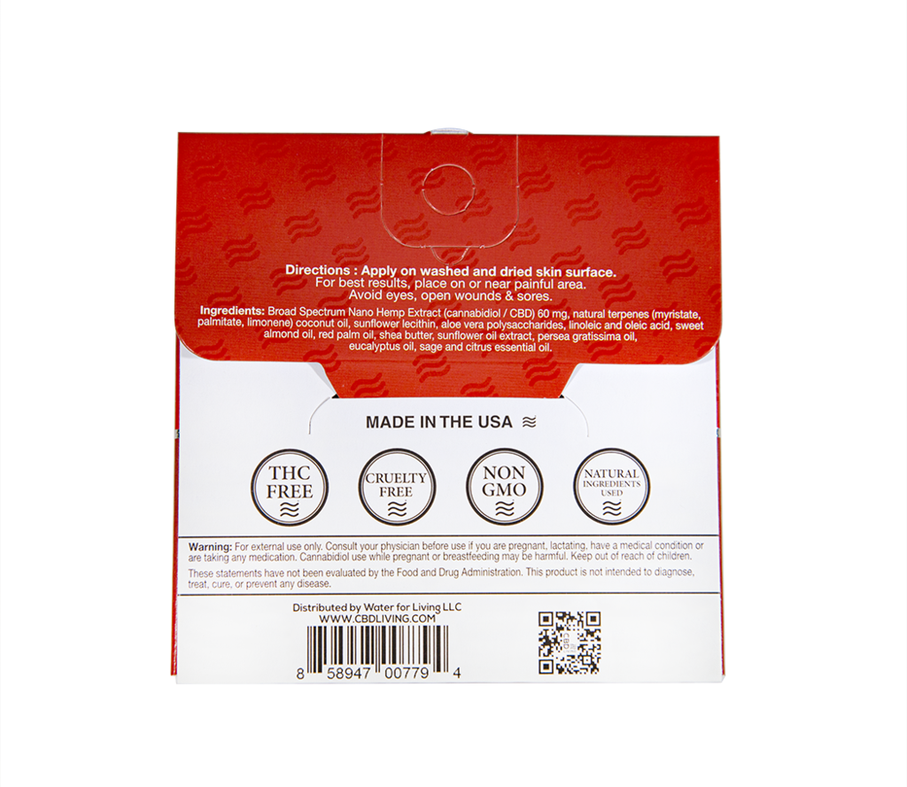 Topical pain relief patch label