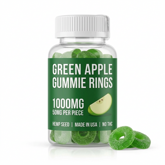 Hemp seed Isolate Green Apple Gummies 1000mg / 50 mg each