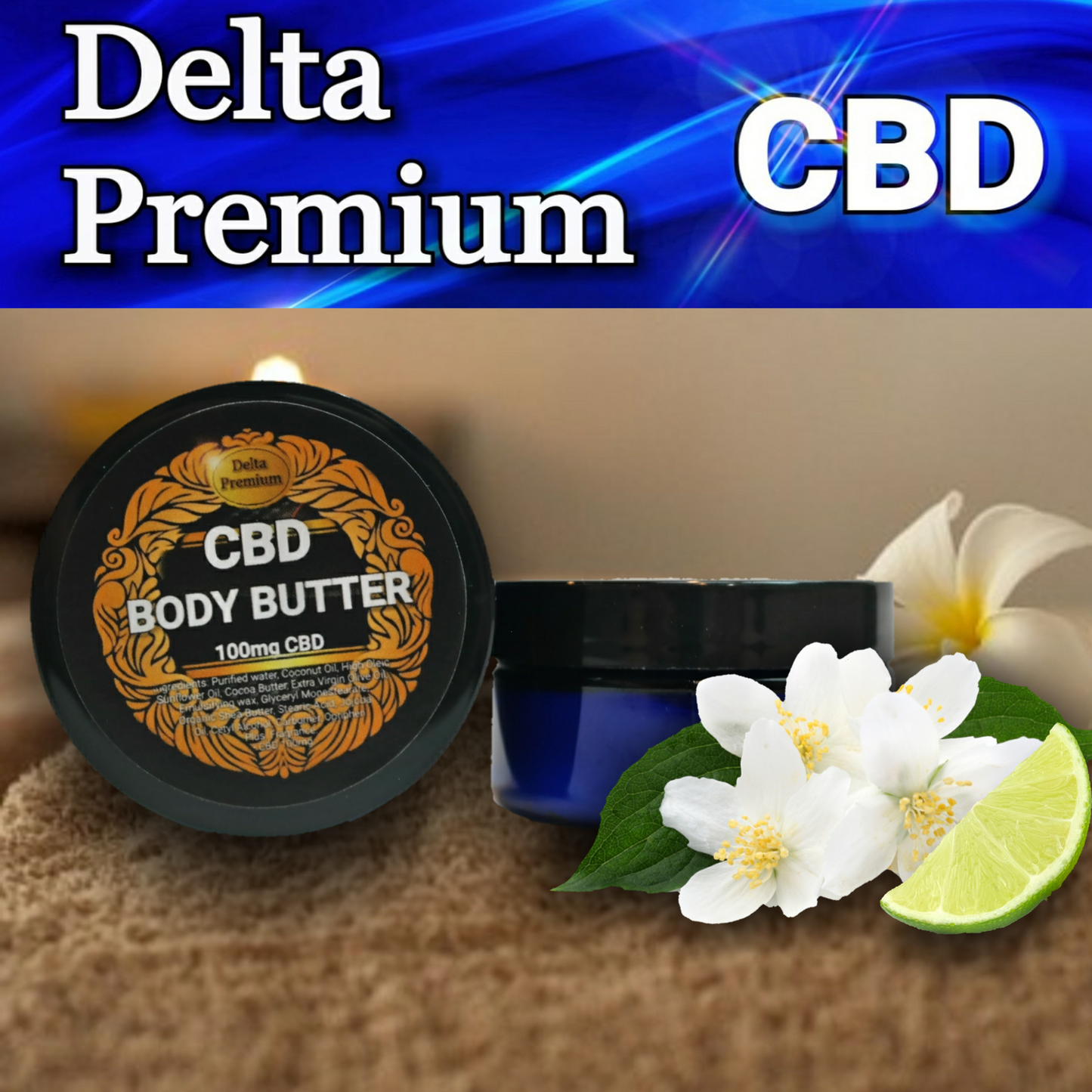 CBD Topical Body Butters Case 200mg to 500mg strength ea. 4oz jars