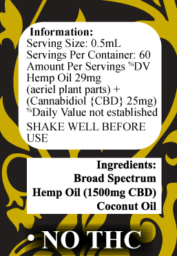 Delta Premium CBD 1500mg Tincture Oil Information and Details regarding serving size and ingredients.