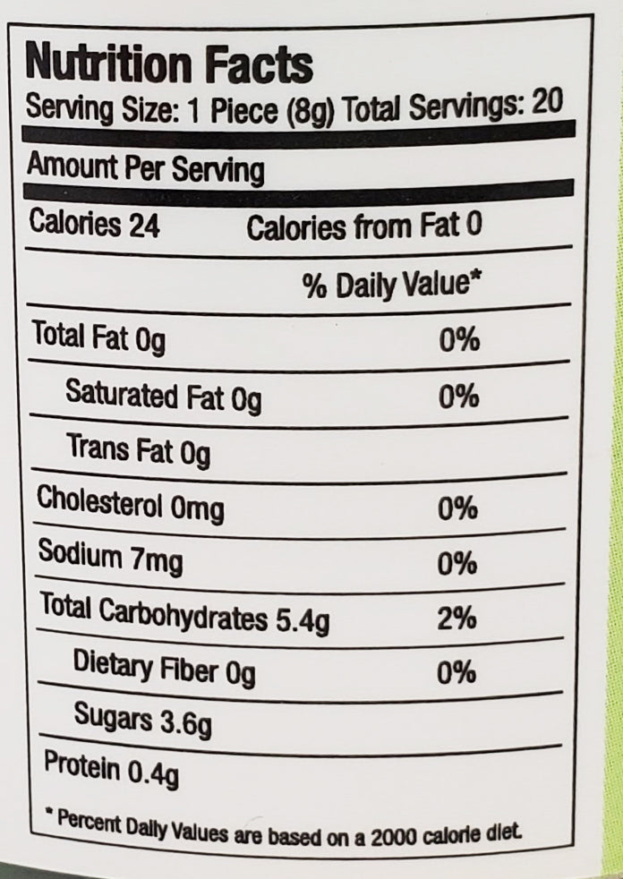 Pure Isolate Sour Apple Gummies Rings Nutrition Facts.