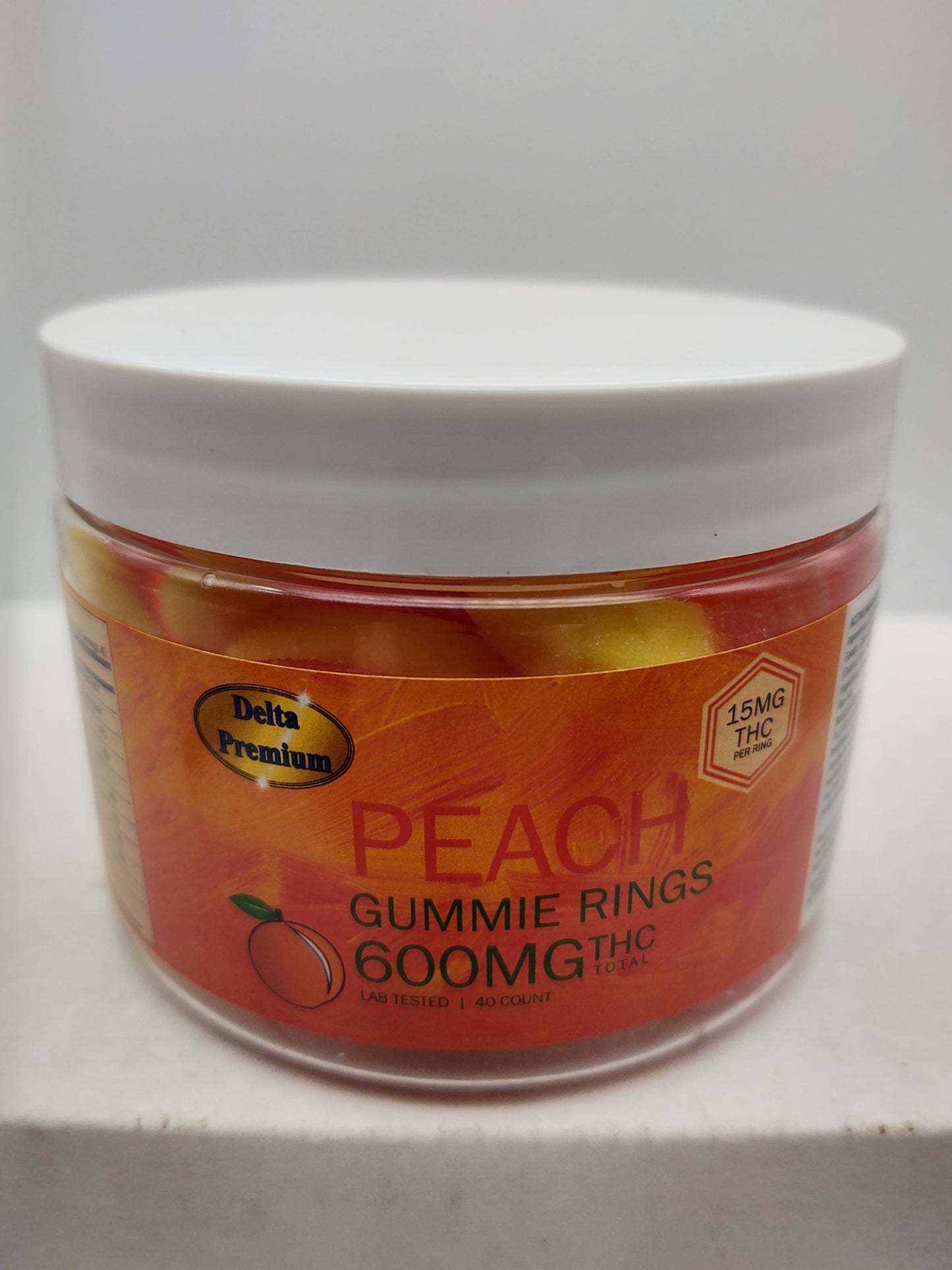 Full spectrum THC CBD peach gummy rings 15mg